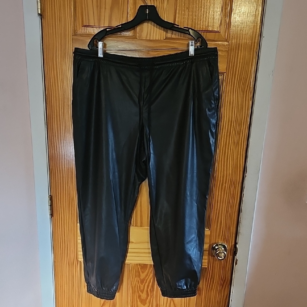 A New Day Black Faux Leather Joggers